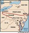 Flight 93 path- image adapted from Washington Post